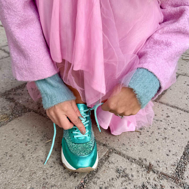 Poppy Sneaker - Turkos Glitter