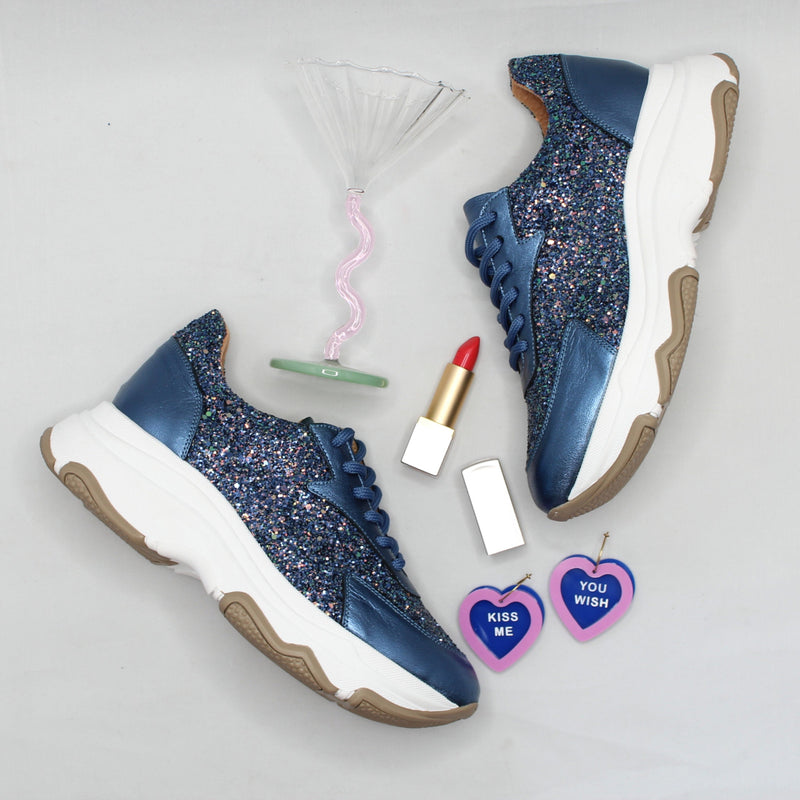 Poppy Sneaker - Galaxy blå Glitter