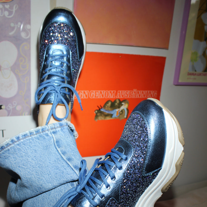 Poppy Sneaker - Galaxy blå Glitter