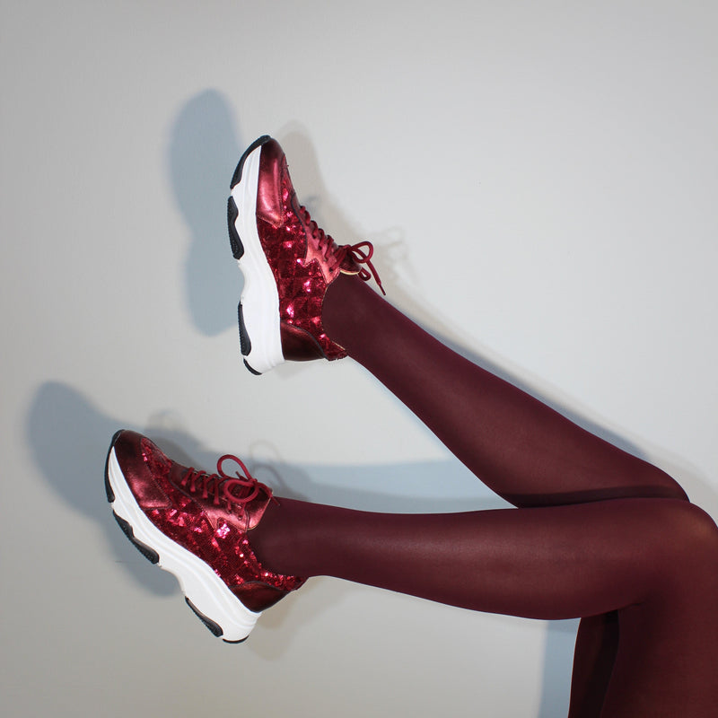Poppy Sneaker - Röd Glitter