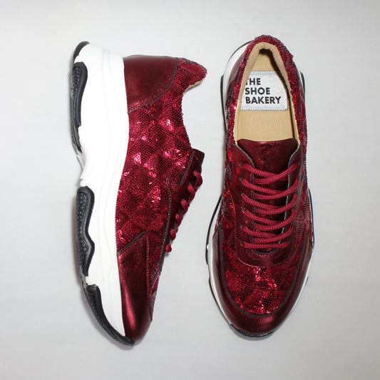 Poppy Sneaker - Röd Glitter
