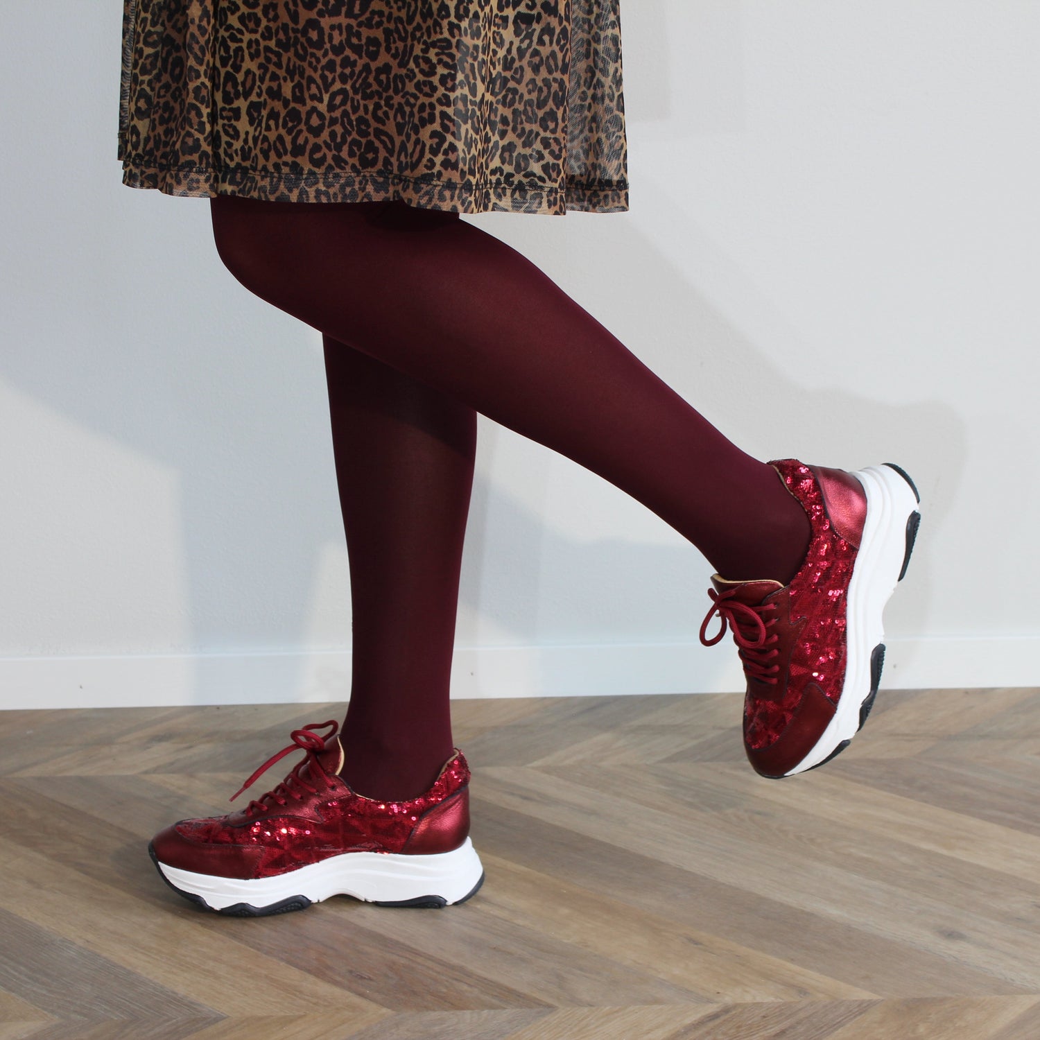 Poppy Sneaker - Röd Glitter