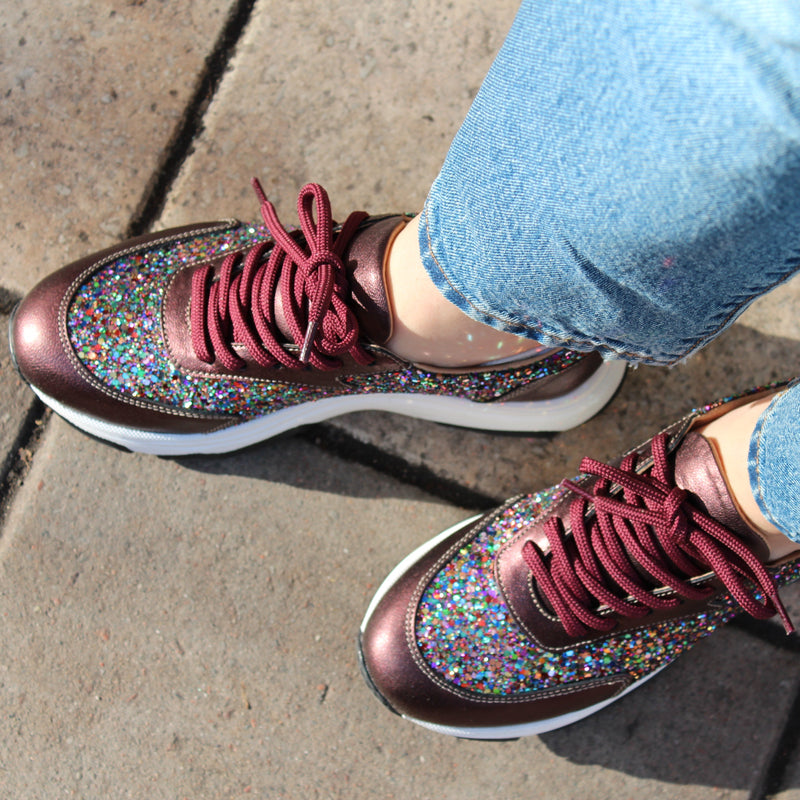 Poppy Sneaker - Espresso Glitter