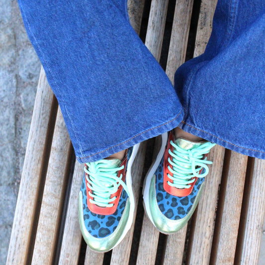 Poppy Sneaker - Leopard/Blå - Förbeställning