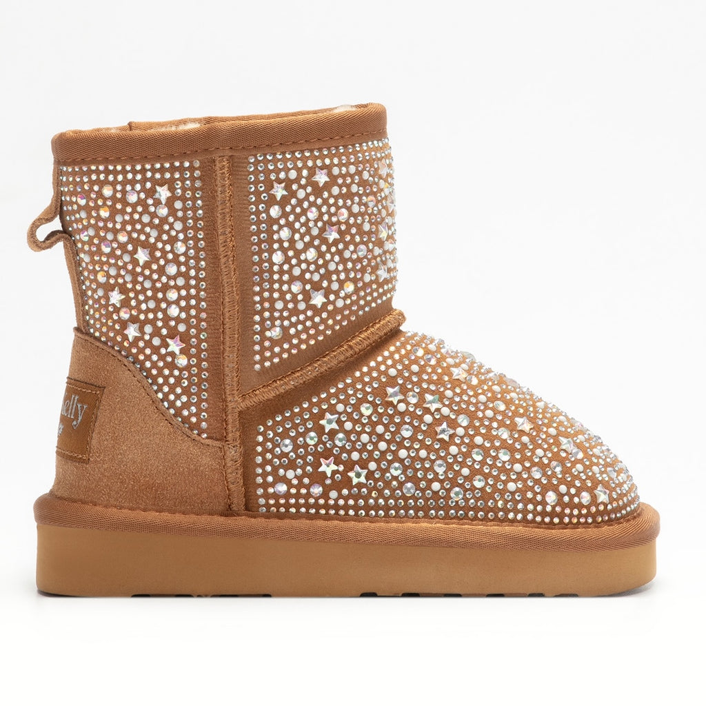 Strassprydd UGG stövel, Ugg med Strass. Glitteruggs. Brun stövel till barn
