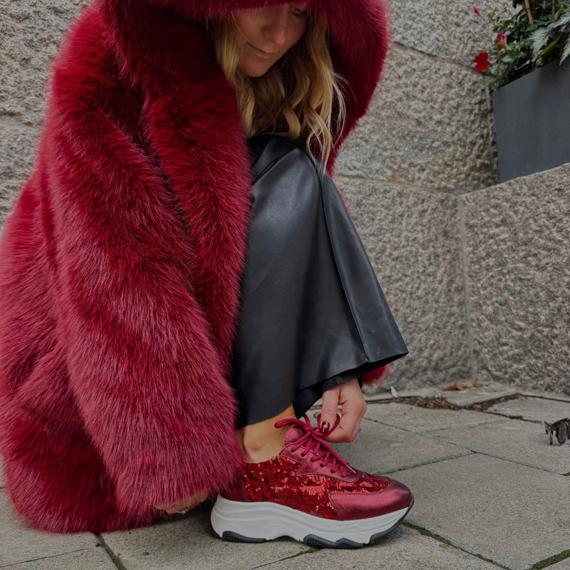 Poppy Sneaker - Röd Glitter