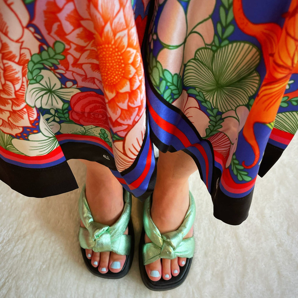 Rose Läder Sandal - Mintgrön