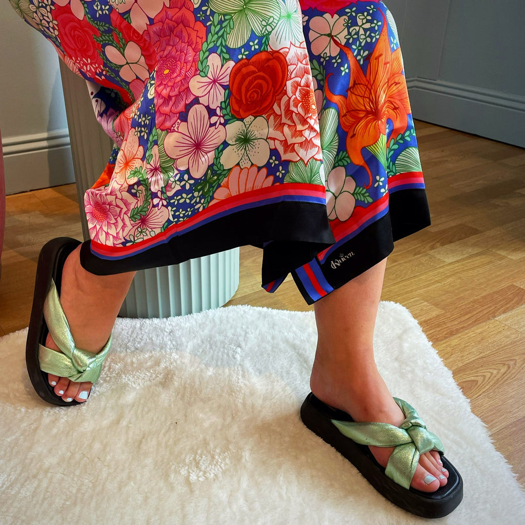 Rose Läder Sandal - Mintgrön