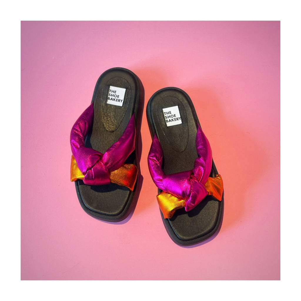 Rose Läder Sandal - Cerise/Orange