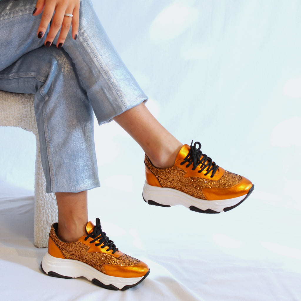 Orange glitter sneakers deals